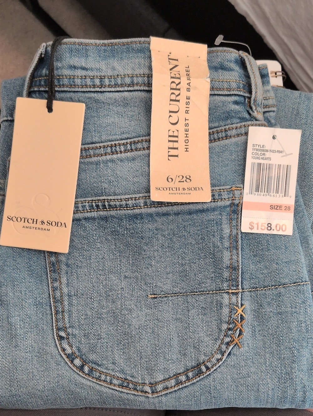 BNWT Scotch & Soda "The Current" Highest Rise Barrel Jeans Size 6/28